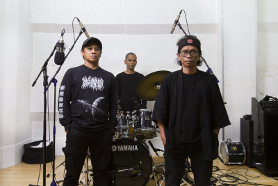 Wok the Rock, Ramberto Agozalie, and Gunawan Maryanto during the recording session to this podcast (from left to right; photo: Fajar Riyanto).